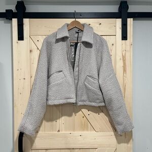 NWT Blank NYC Oversized Tweed Jacket in Grey, Size Medium.